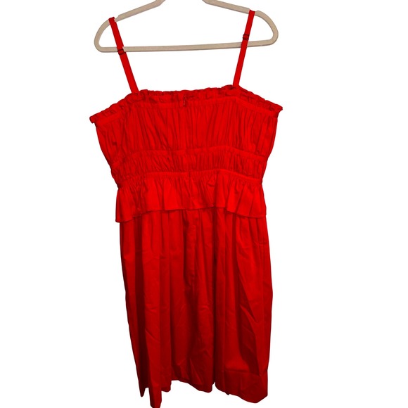 Antonio Melani Taylor Stretch Red Peplum Waist Cotton Sateen Midi Dress Size 12 - Picture 5 of 8